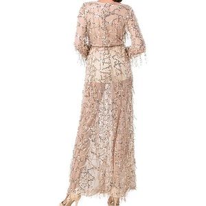 Long sleeve gold sequin dress